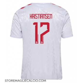 Danimarca Victor Kristiansen #17 Maglia Gara Trasferta Repliche Europei 2024